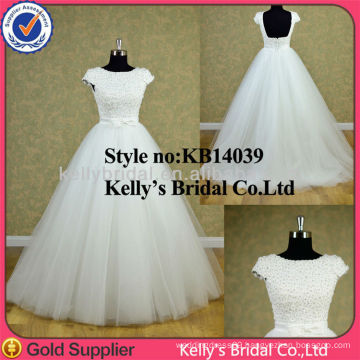 2014 New Arrive elegant lace top and tulle skirt wedding dress made in China